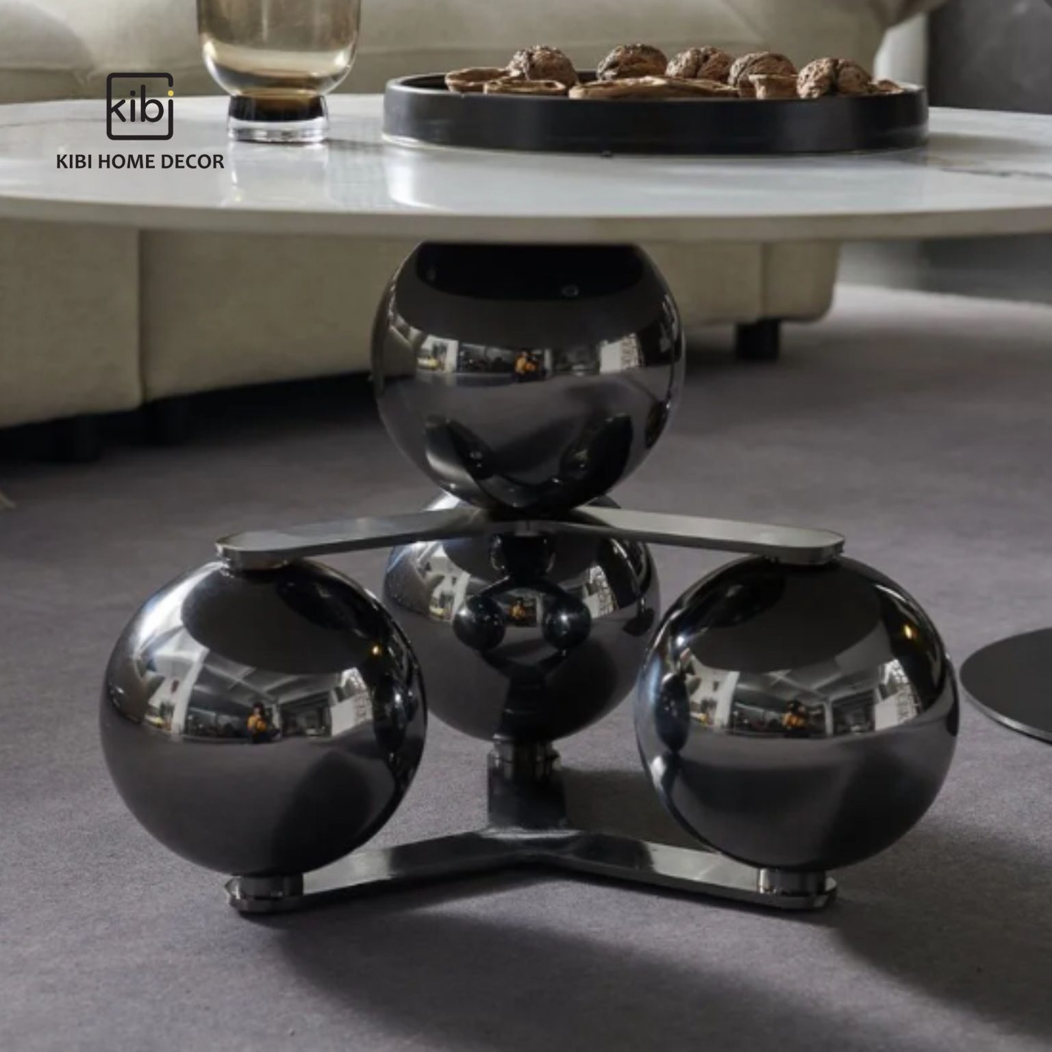 Bộ bàn trà sofa Morden Round mặt đá sang trọng