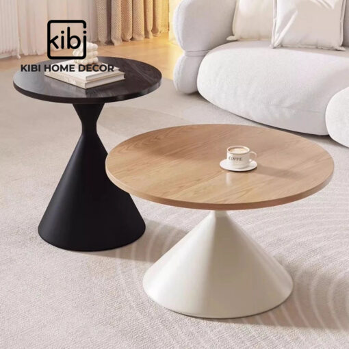 Bàn trà đôi tròn mặt gỗ KB08 - Hình ảnh 4